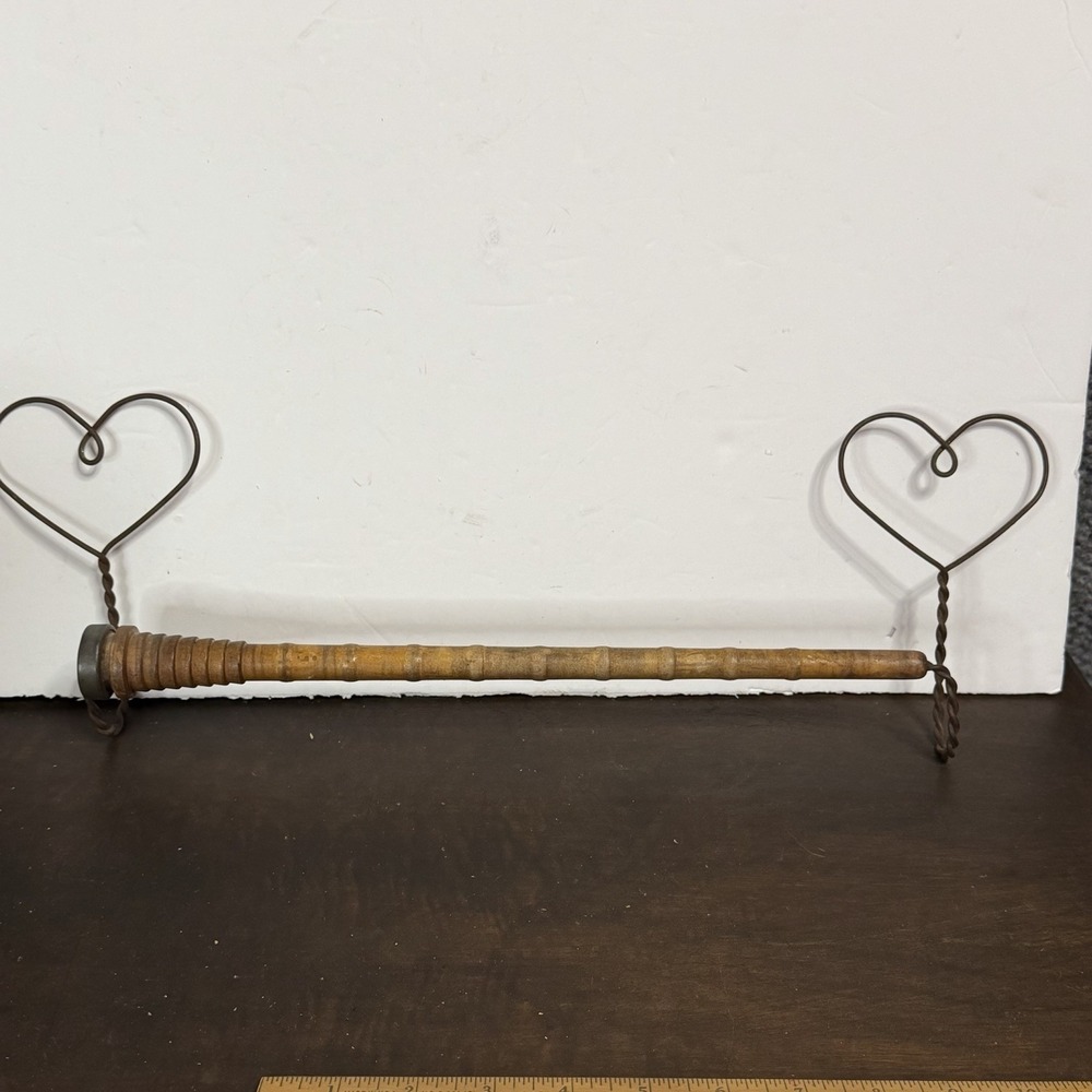 Wooden Spool / Wire Hearts - Hand Towel Bar
